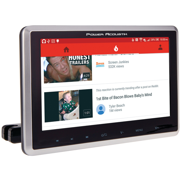 Power Acoustik PHD-101 10.3-In. Universal Headrest Monitor with DVD Player, IR and FM Transmitters, and Android PhoneLink, PHD-101